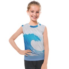 Wave Tsunami Tidal Wave Ocean Sea Water Kids  Mesh Tank Top by Wegoenart