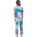 Wave Tsunami Tidal Wave Ocean Sea Water Kids  Satin Short Sleeve Pajamas Set View2