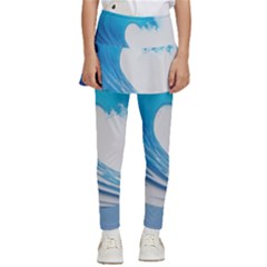 Wave Tsunami Tidal Wave Ocean Sea Water Kids  Skirted Pants by Wegoenart