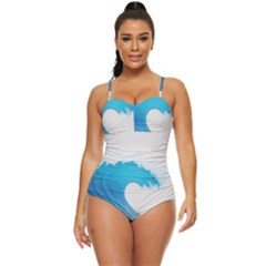 Wave Tsunami Tidal Wave Ocean Sea Water Retro Full Coverage Swimsuit by Wegoenart