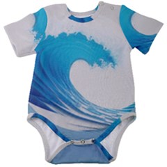 Wave Tsunami Tidal Wave Ocean Sea Water Baby Short Sleeve Bodysuit by Wegoenart