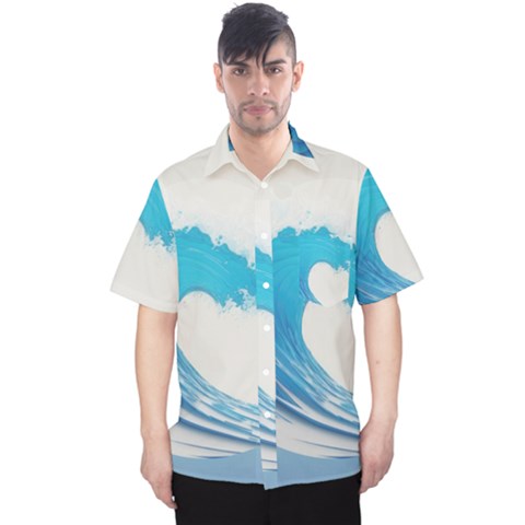 Wave Tsunami Tidal Wave Ocean Sea Water Men s Hawaii Shirt by Wegoenart