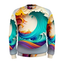 Tsunami Tidal Wave Wave Minimalist Ocean Sea 3 Men s Sweatshirt by Wegoenart