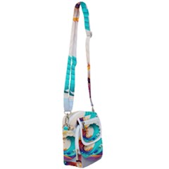 Tsunami Tidal Wave Wave Minimalist Ocean Sea 3 Shoulder Strap Belt Bag by Wegoenart