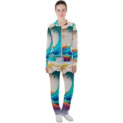 Tsunami Tidal Wave Wave Minimalist Ocean Sea 3 Casual Jacket And Pants Set by Wegoenart