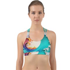 Tsunami Tidal Wave Wave Minimalist Ocean Sea 3 Back Web Sports Bra by Wegoenart