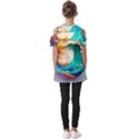 Tsunami Tidal Wave Wave Minimalist Ocean Sea 3 Fold Over Open Sleeve Top View2