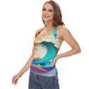 Tsunami Tidal Wave Wave Minimalist Ocean Sea 3 Basic Halter Top View2