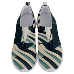 Lighthouse Abstract Ocean Sea Waves Water Blue No Lace Lightweight Shoes by Wegoenart