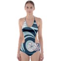 Flowers Pattern Floral Ocean Abstract Digital Art Cut-Out One Piece Swimsuit View1