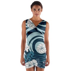 Flowers Pattern Floral Ocean Abstract Digital Art Wrap Front Bodycon Dress by Wegoenart