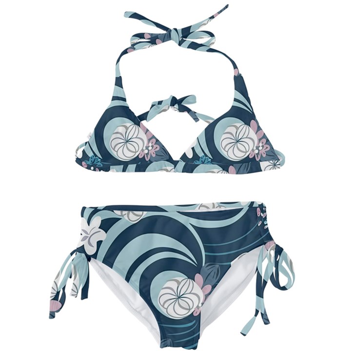 Flowers Pattern Floral Ocean Abstract Digital Art Kids  Classic Bikini Set