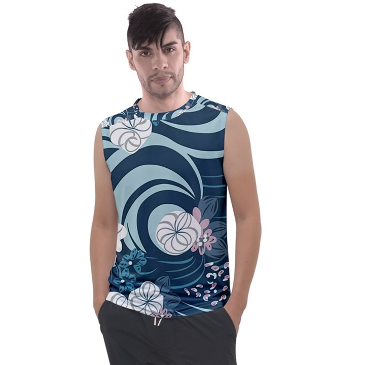 Flowers Pattern Floral Ocean Abstract Digital Art Men s Regular Tank Top