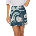 Flowers Pattern Floral Ocean Abstract Digital Art Mini Front Wrap Skirt View1