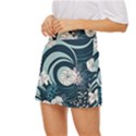 Flowers Pattern Floral Ocean Abstract Digital Art Mini Front Wrap Skirt View2