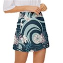 Flowers Pattern Floral Ocean Abstract Digital Art Mini Front Wrap Skirt View3