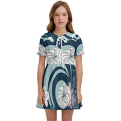 Flowers Pattern Floral Ocean Abstract Digital Art Kids  Sweet Collar Dress by Wegoenart