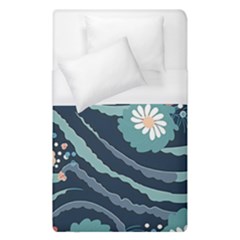 Waves Flowers Pattern Water Floral Minimalist Duvet Cover (single Size) by Wegoenart