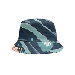 Waves Flowers Pattern Water Floral Minimalist Bucket Hat (kids) by Wegoenart