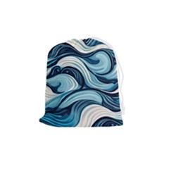 Pattern Ocean Waves Arctic Ocean Blue Nature Sea Drawstring Pouch (medium) by Wegoenart