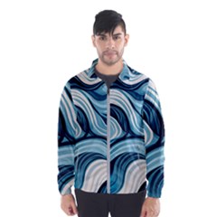 Pattern Ocean Waves Arctic Ocean Blue Nature Sea Men s Windbreaker by Wegoenart