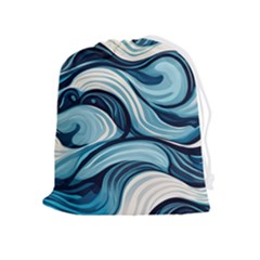 Pattern Ocean Waves Arctic Ocean Blue Nature Sea Drawstring Pouch (xl) by Wegoenart