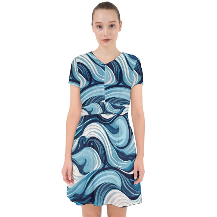 Pattern Ocean Waves Arctic Ocean Blue Nature Sea Adorable in Chiffon Dress