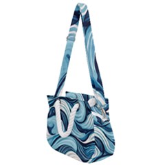 Pattern Ocean Waves Arctic Ocean Blue Nature Sea Rope Handles Shoulder Strap Bag by Wegoenart