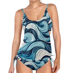 Pattern Ocean Waves Arctic Ocean Blue Nature Sea Tankini Set by Wegoenart