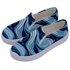 Pattern Ocean Waves Arctic Ocean Blue Nature Sea Kids  Canvas Slip Ons by Wegoenart