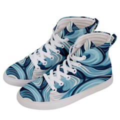 Pattern Ocean Waves Arctic Ocean Blue Nature Sea Men s Hi-top Skate Sneakers by Wegoenart