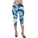 Pattern Ocean Waves Arctic Ocean Blue Nature Sea Lightweight Velour Capri Leggings  View1