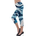 Pattern Ocean Waves Arctic Ocean Blue Nature Sea Lightweight Velour Capri Leggings  View3