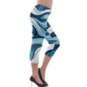 Pattern Ocean Waves Arctic Ocean Blue Nature Sea Lightweight Velour Capri Leggings  View4