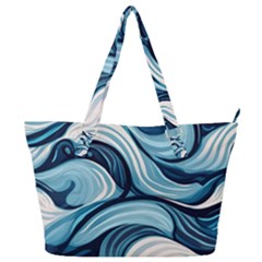 Pattern Ocean Waves Arctic Ocean Blue Nature Sea Full Print Shoulder Bag by Wegoenart