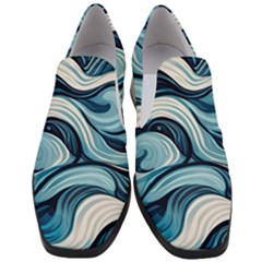 Pattern Ocean Waves Arctic Ocean Blue Nature Sea Women Slip On Heel Loafers by Wegoenart