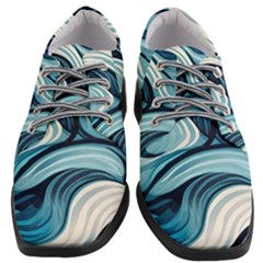 Pattern Ocean Waves Arctic Ocean Blue Nature Sea Women Heeled Oxford Shoes by Wegoenart