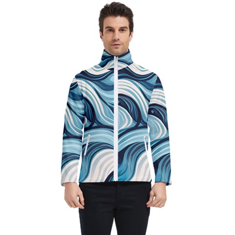 Pattern Ocean Waves Arctic Ocean Blue Nature Sea Men s Bomber Jacket by Wegoenart