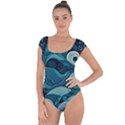 Waves Ocean Sea Abstract Whimsical Abstract Art Short Sleeve Leotard  View1