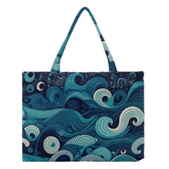 Waves Ocean Sea Abstract Whimsical Abstract Art Medium Tote Bag by Wegoenart