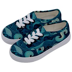 Waves Ocean Sea Abstract Whimsical Abstract Art Kids  Classic Low Top Sneakers by Wegoenart