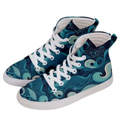 Waves Ocean Sea Abstract Whimsical Abstract Art Men s Hi-top Skate Sneakers by Wegoenart