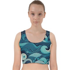 Waves Ocean Sea Abstract Whimsical Abstract Art Velvet Racer Back Crop Top by Wegoenart