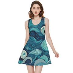 Waves Ocean Sea Abstract Whimsical Abstract Art Inside Out Reversible Sleeveless Dress by Wegoenart