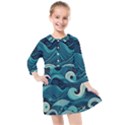 Waves Ocean Sea Abstract Whimsical Abstract Art Kids  Quarter Sleeve Shirt Dress View1