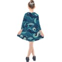 Waves Ocean Sea Abstract Whimsical Abstract Art Kids  Quarter Sleeve Shirt Dress View2