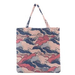 Waves Ocean Sea Water Pattern Rough Seas Grocery Tote Bag by Wegoenart