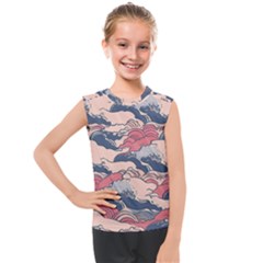 Waves Ocean Sea Water Pattern Rough Seas Kids  Mesh Tank Top by Wegoenart