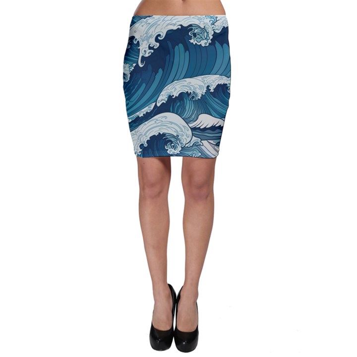 Waves Ocean Sea Pattern Water Tsunami Rough Seas Bodycon Skirt