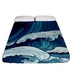 Waves Ocean Sea Pattern Water Tsunami Rough Seas Fitted Sheet (king Size) by Wegoenart